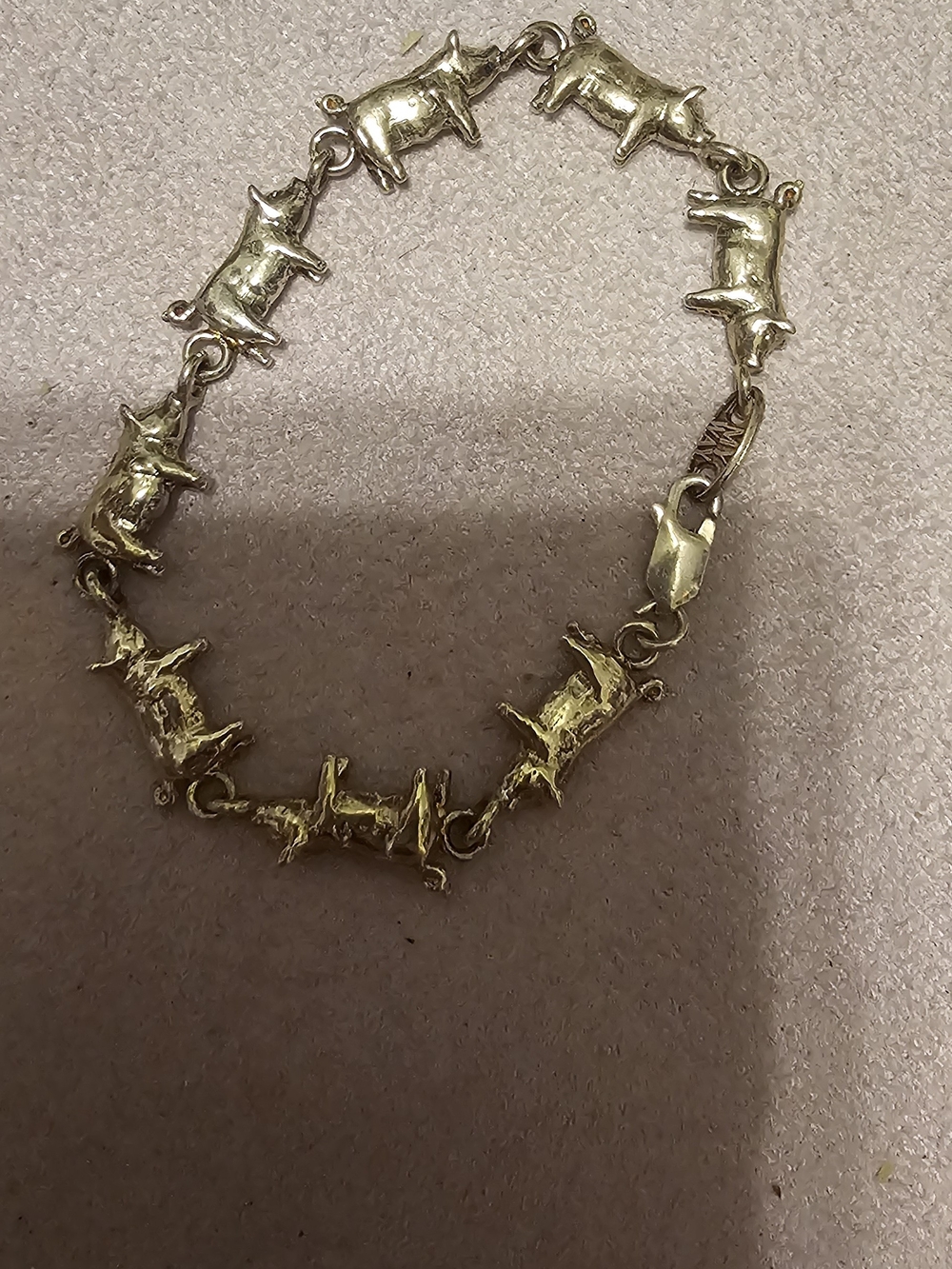 Sterling Silver Pig Link Bracelet
